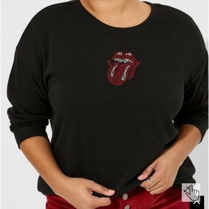 NWT torrid Rolling Stones Cozy Fleece Embellished Drop Shoulder Sweatshirt 2X